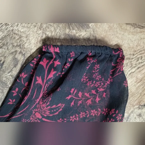 Express Black and Red Long Sleeve Blouse with Mandarin Collar - Picture 6 of 10